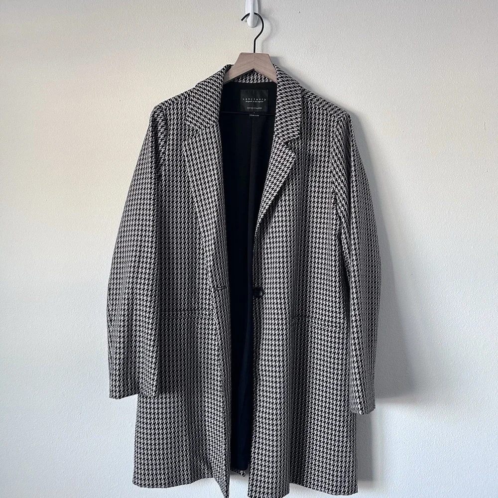 Sanctuary‎ Carly Coat Longline Blazer Jacket Saddle Houndstooth Oversized Size L - Picture 3 of 13